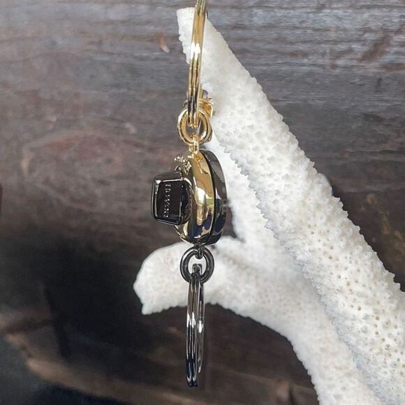 COACH Gold Black dual Fob Twist Loc PurseCharm/Key Fob NWOT - Picture 3 of 16